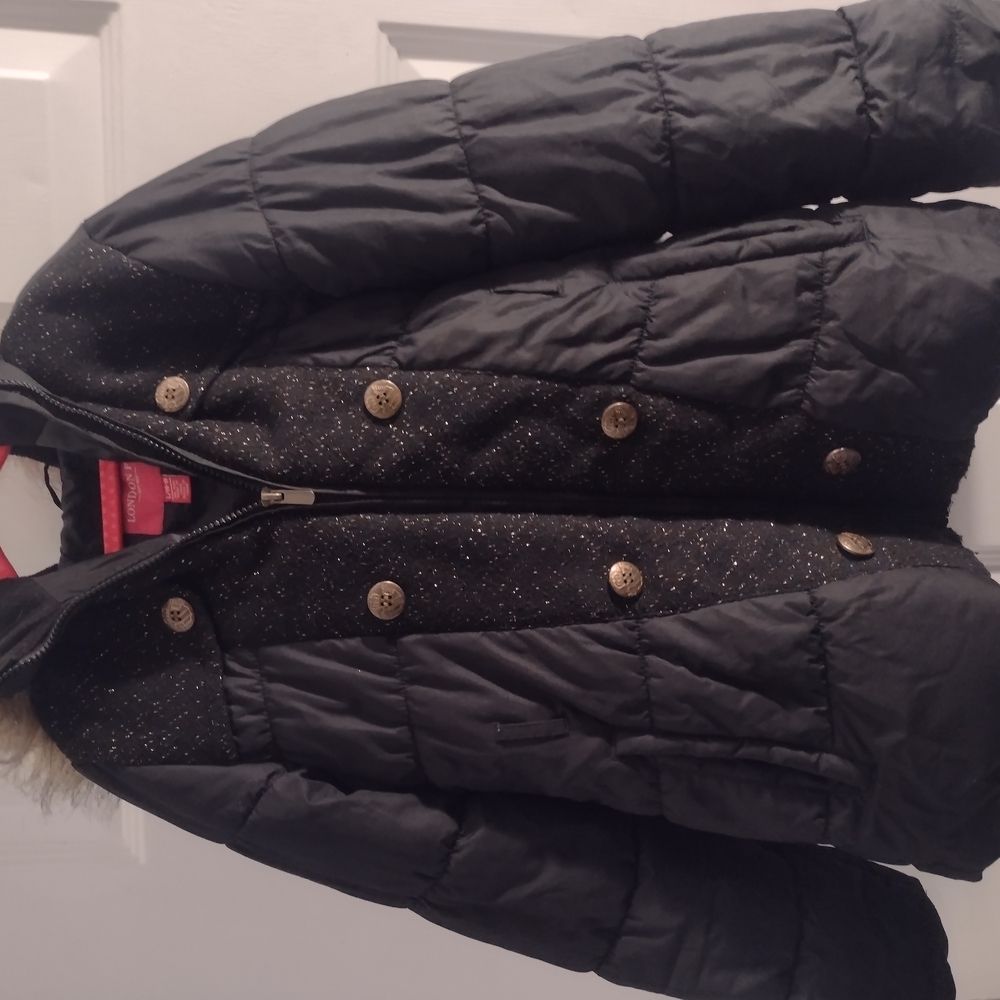 London Fog Black and Gold Kids Puffer Jacket